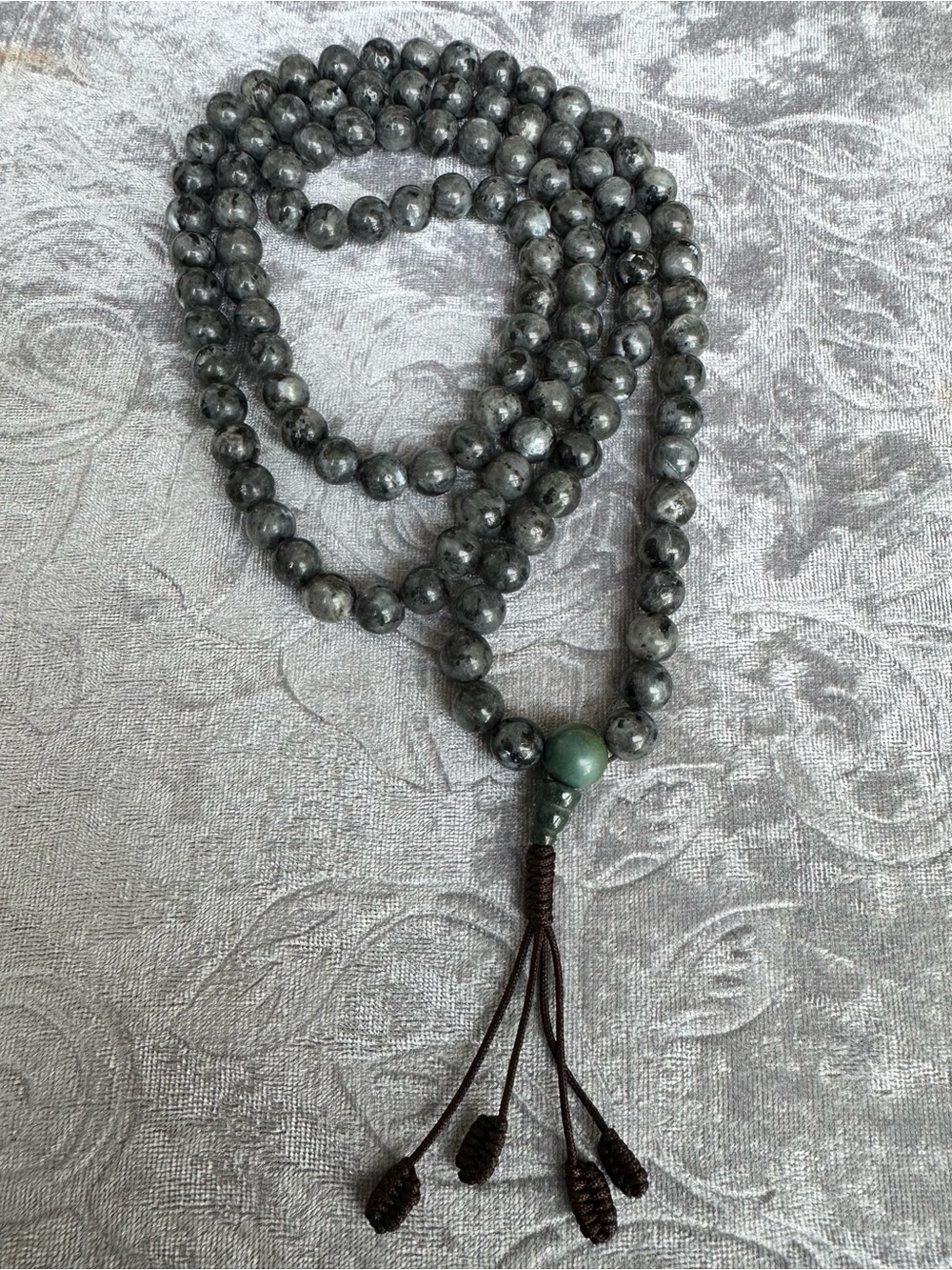 Genuine Natural Labradorite Gemstone Mala Beads Necklace 108